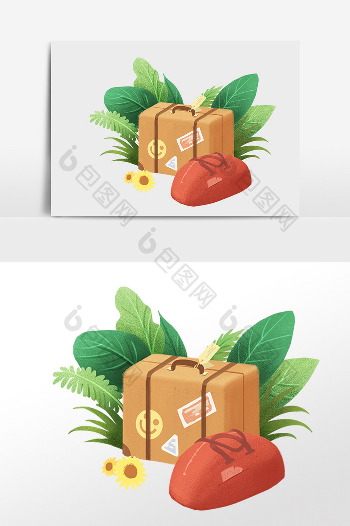 夏季旅游行李箱插画图片图片