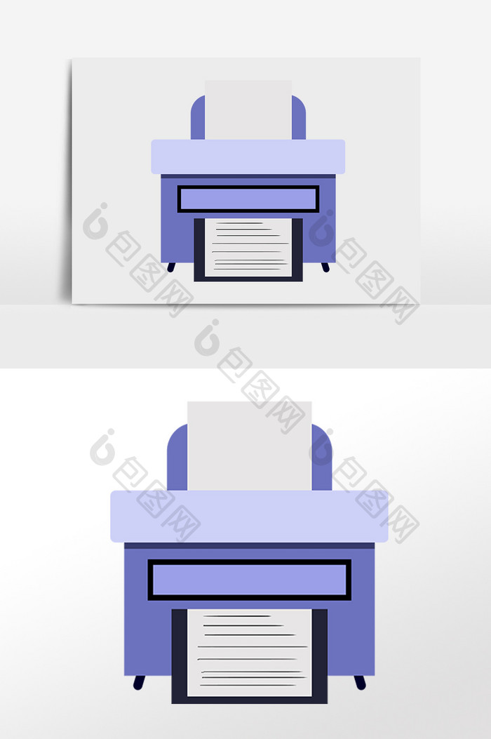 手绘办公用品文具打印机插画