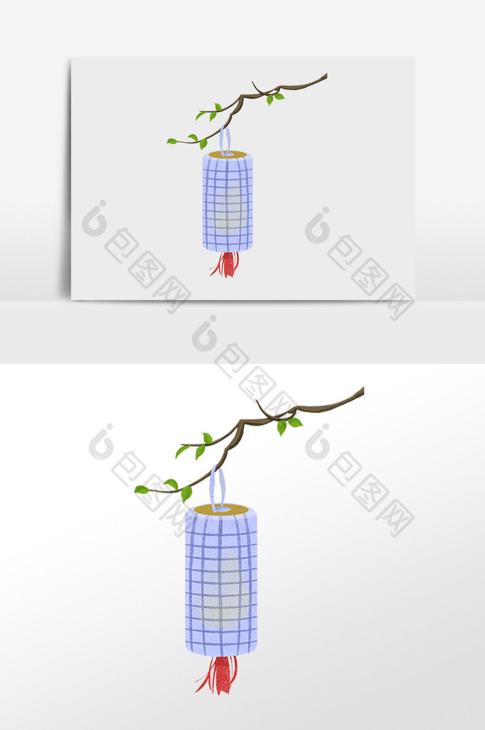 手绘中秋节小物挂饰灯笼插画