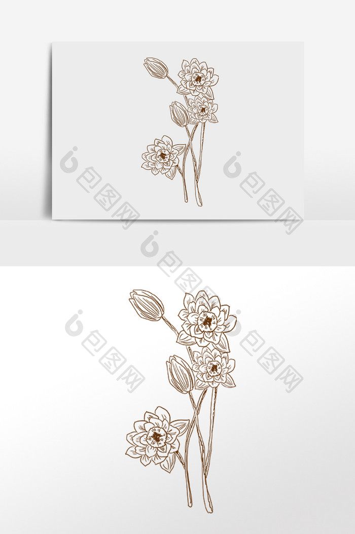 手绘线描素描绿色植物花开插画 Psd素材 包图网 手绘线描素描绿色植物花开插画 Psd素材 包图网
