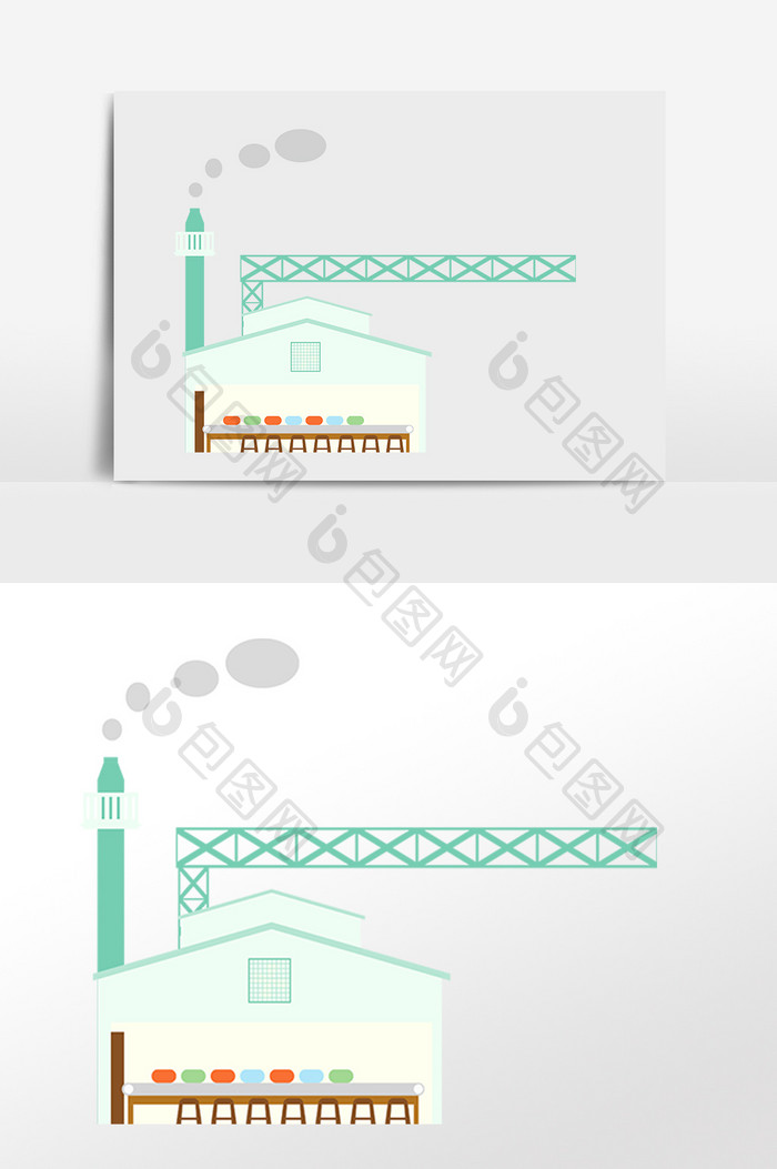 手绘制造中心工业区加工厂房插画