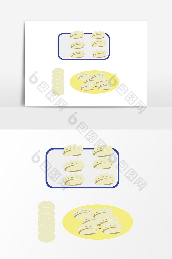 手绘卡通饺子多个饺子元素