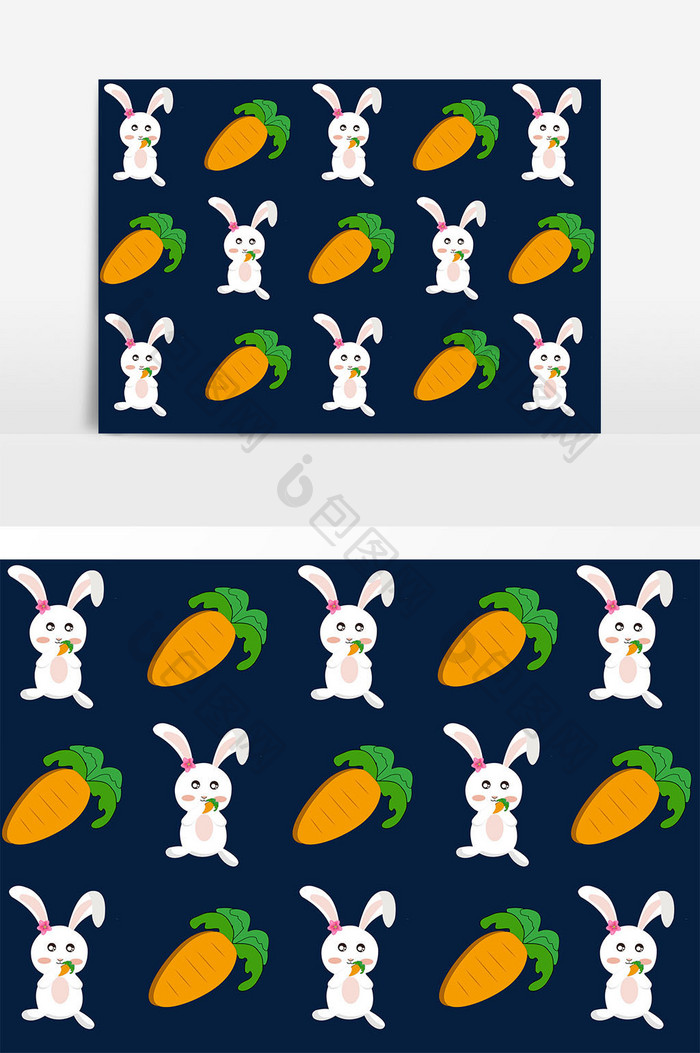 手绘卡通兔子底纹