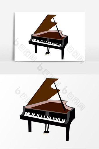 卡通钢琴乐器矢量元素图片