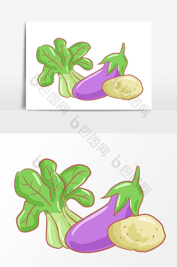 白菜茄子土豆手绘卡通形象元素