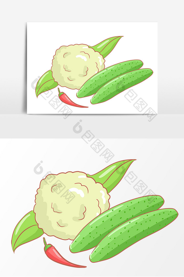 黄瓜花菜手绘形象元素