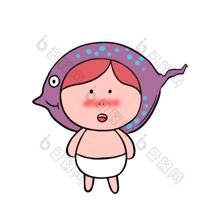 紫色可爱魔鬼鱼孩子海洋动物动态表情包