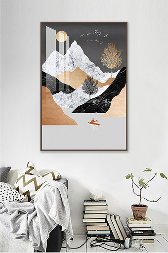 新中式抽象风景创意山水意境装饰画图片