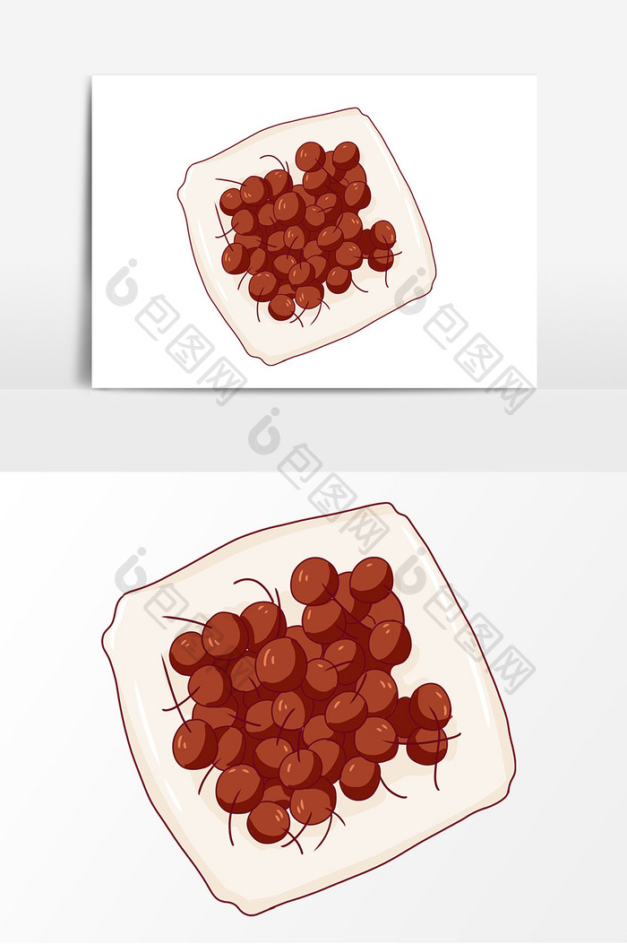 手绘一盘樱桃装饰元素