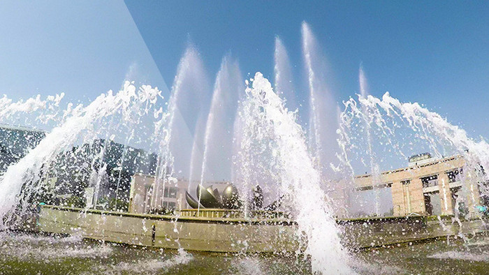 大气4k济南泉城广场音乐喷泉