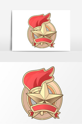 五角星勋章手绘卡通形象元素