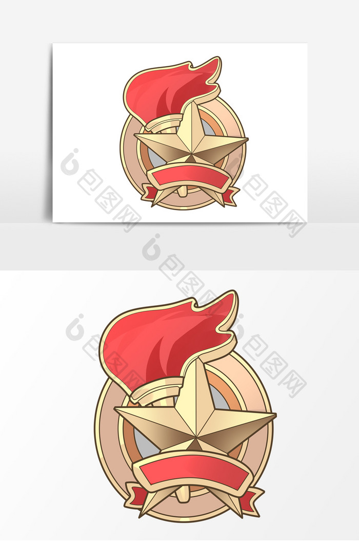 五角星勋章手绘卡通形象元素