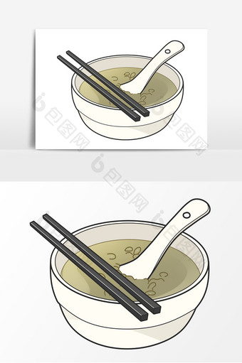 绿豆汤手绘卡通形象元素图片