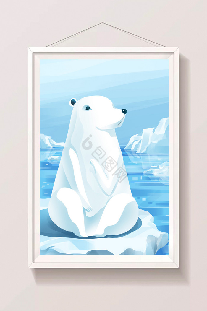 北极冰川北极熊栖息冰上插画图片