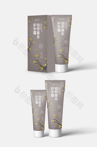 深邃花朵国风传统草本植物化妆品包装设计图片