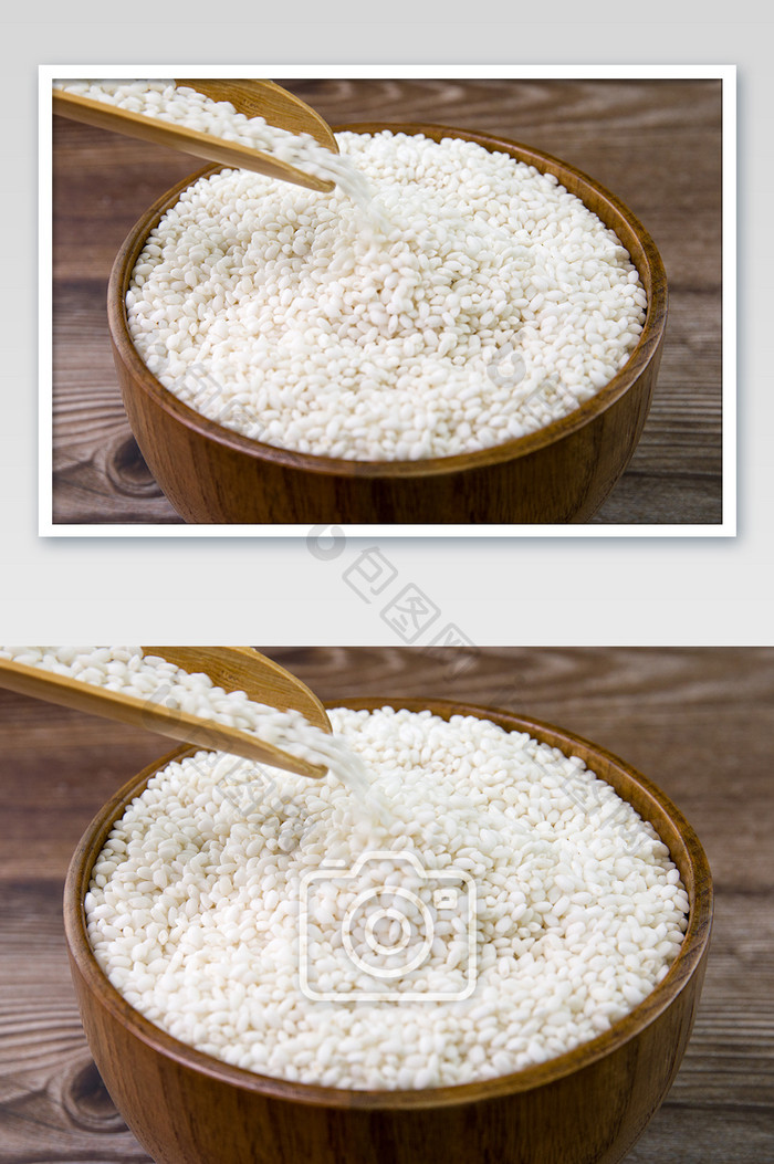 木碗里的糯米江米粮食农产品