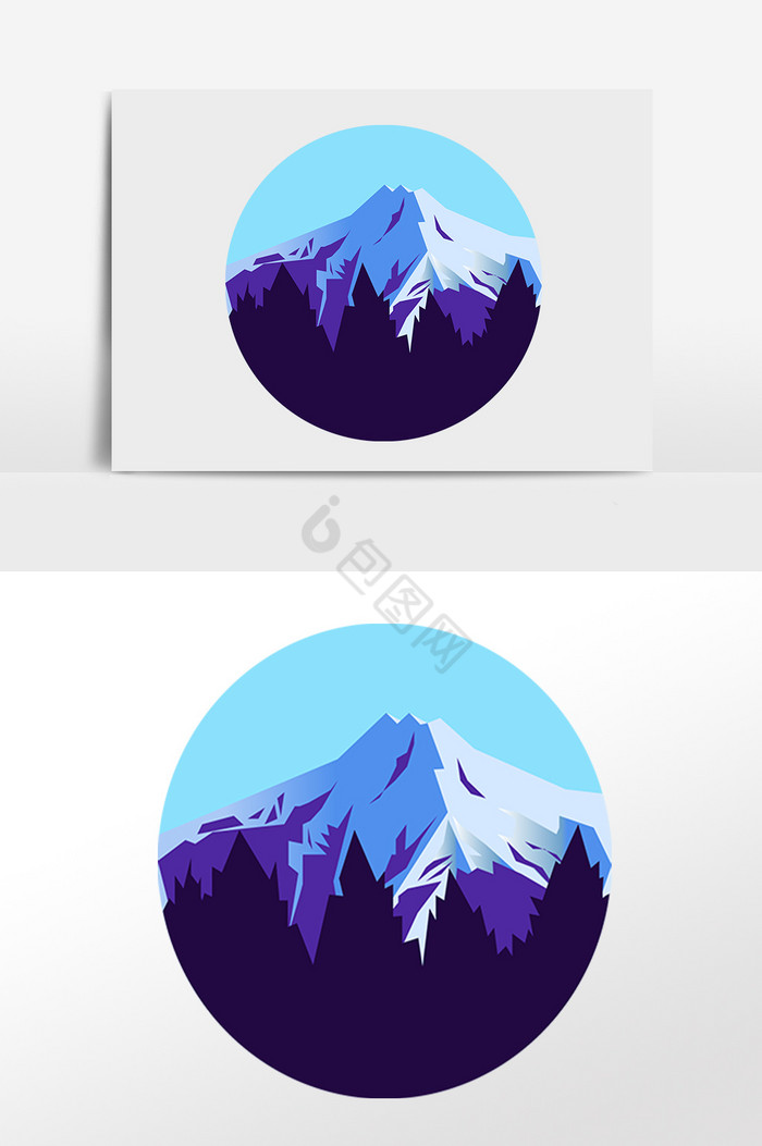 微光富士山装饰图插画图片
