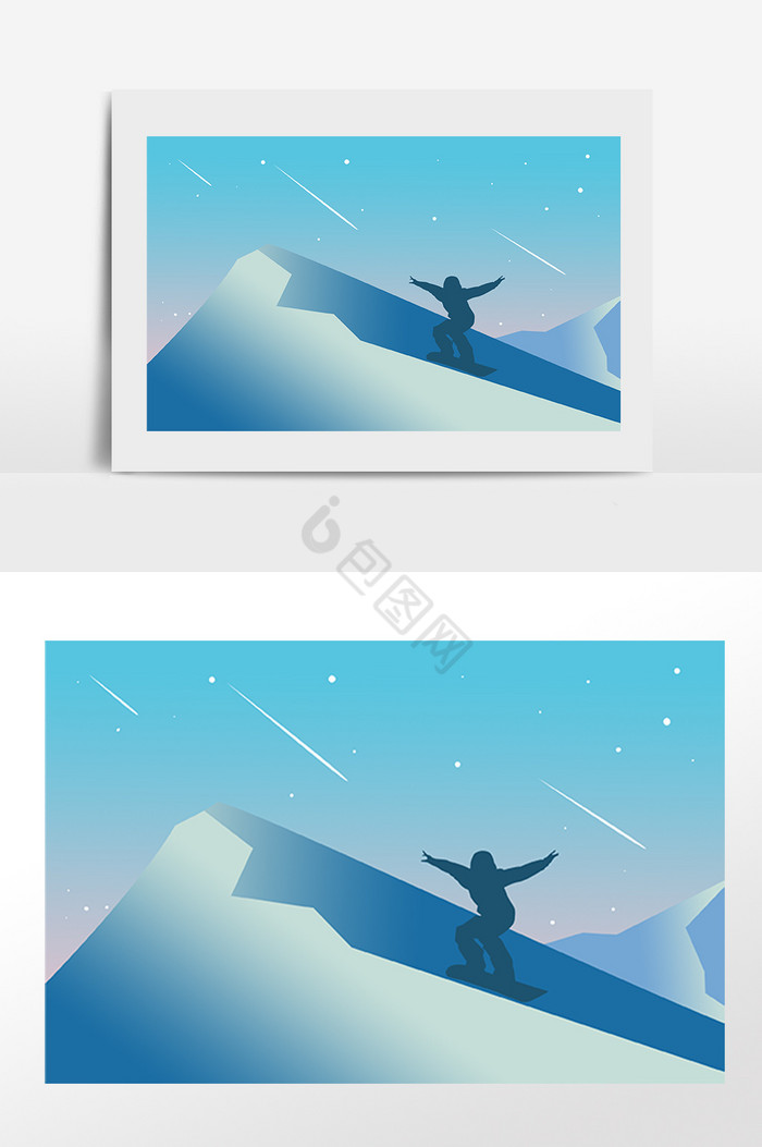 微光雪山装饰图插画图片