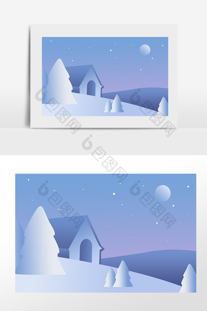 微光雪景装饰图插画图片图片