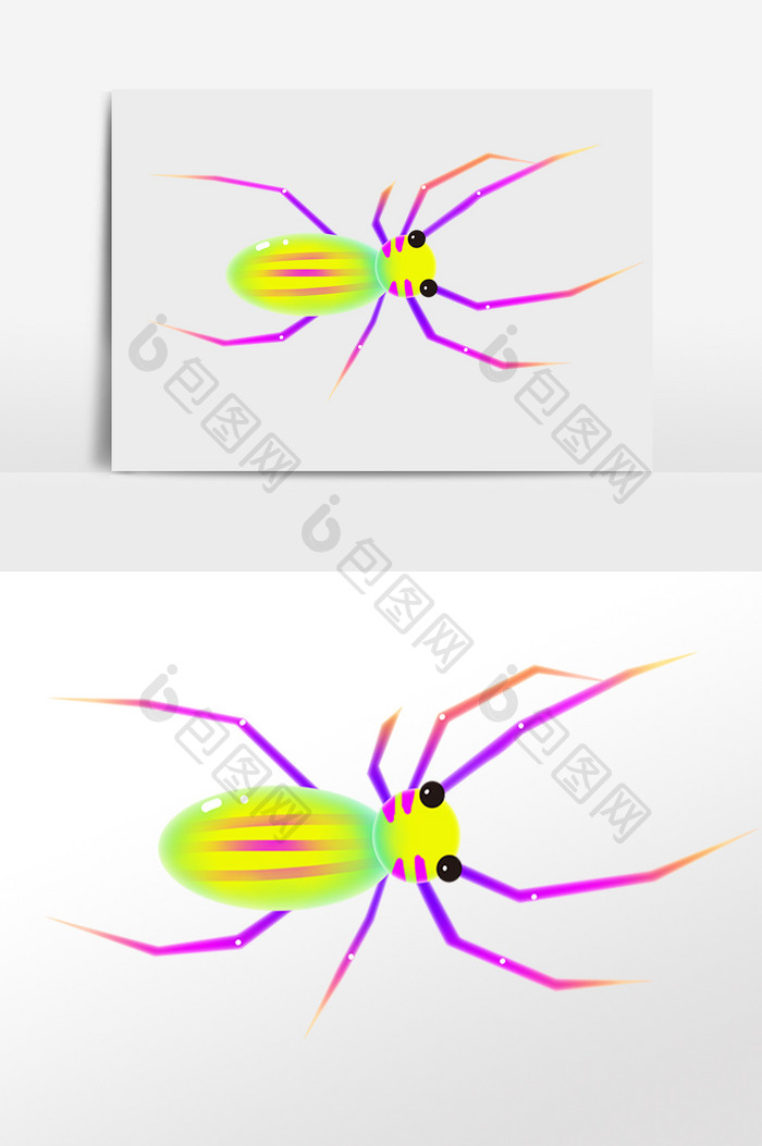 手绘糖果渐融彩色动物昆虫插画