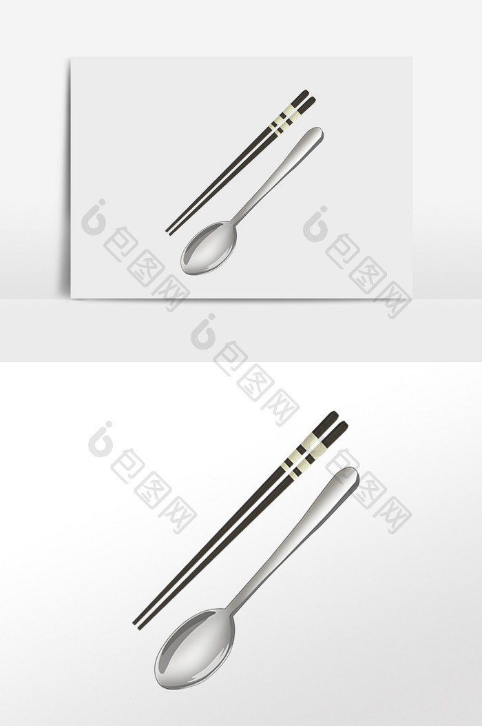 手绘厨具用品工具筷子勺子插画