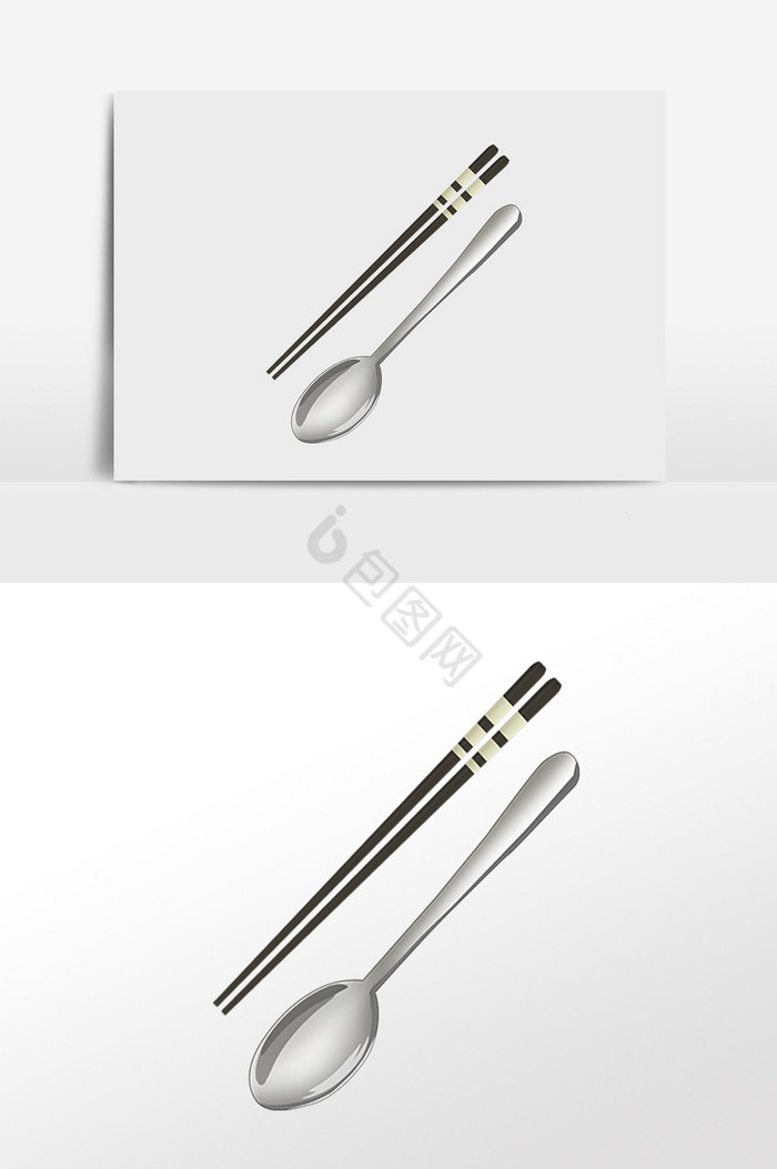 厨具用品工具筷子勺子插画图片