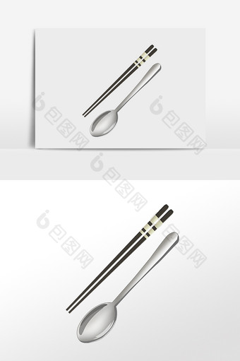 手绘厨具用品工具筷子勺子插画图片