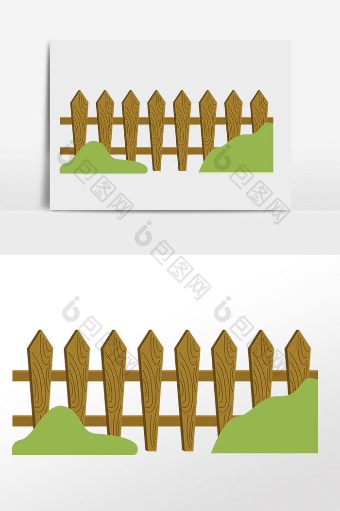 手绘木质菜园围栏栅栏插画