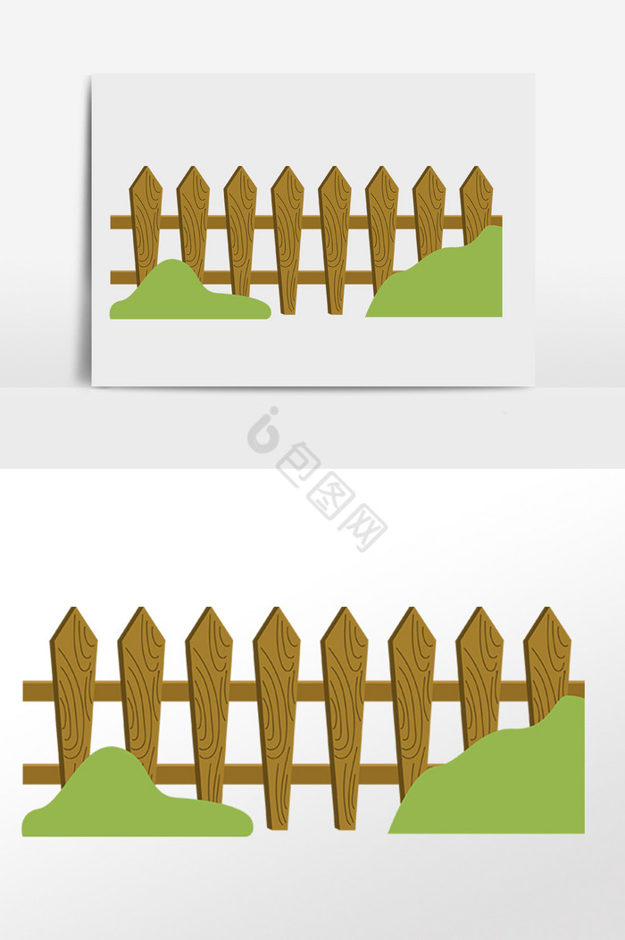 木质菜园围栏栅栏插画图片