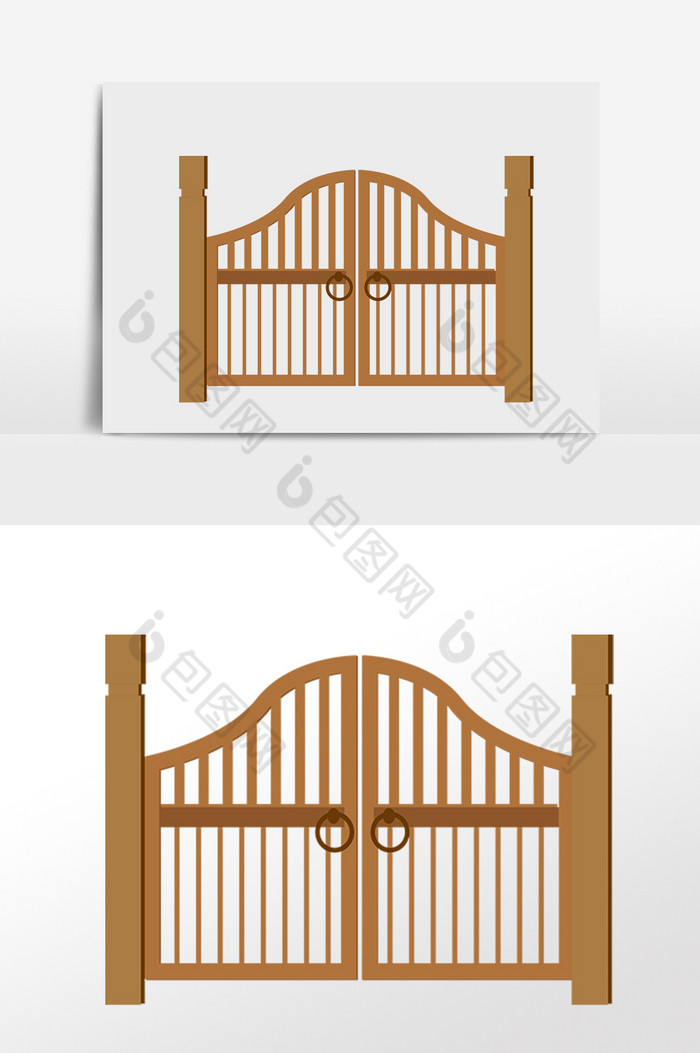 木质花园围栏门栅栏插画图片图片
