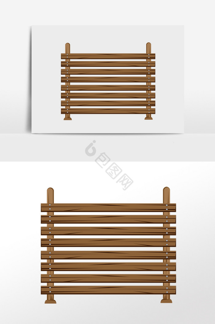 木质长条围栏栅栏插画图片