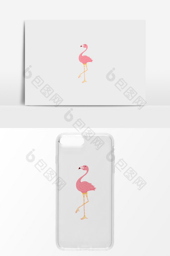 粉色动物火烈鸟手机壳素材图片