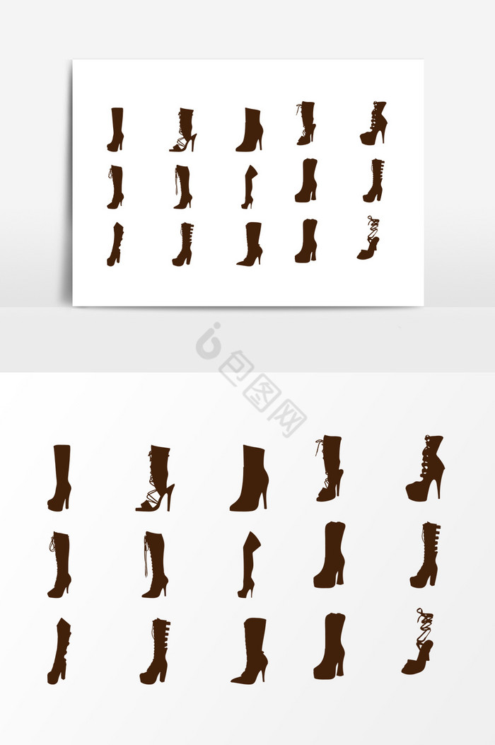 女性高跟鞋靴子剪影图片