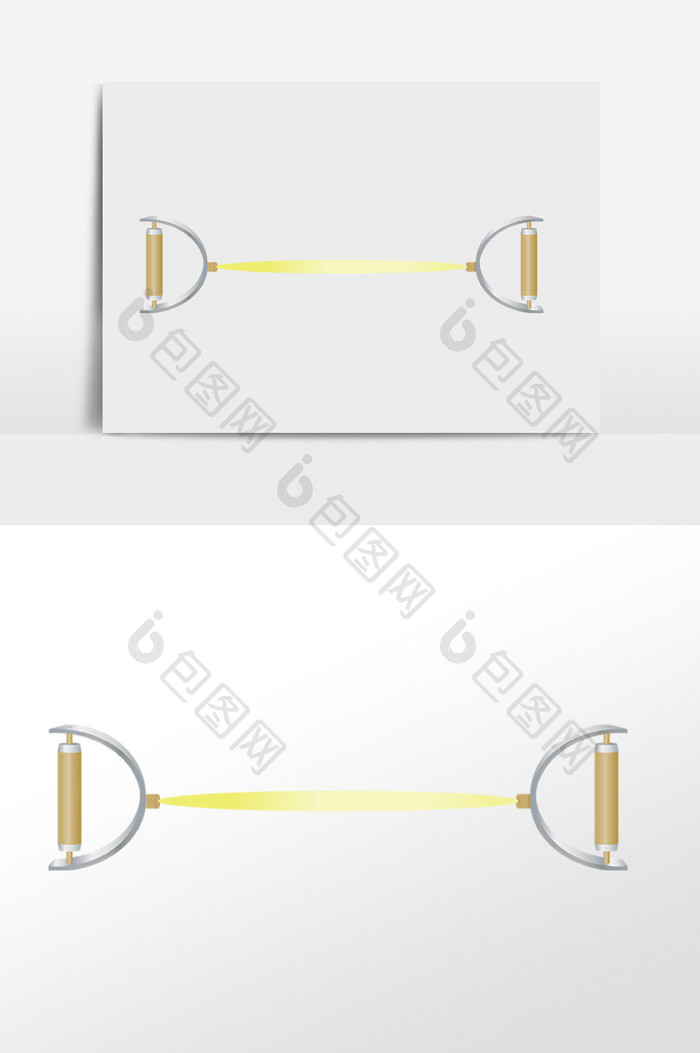 手绘运动健身器材臂力拉力器插画