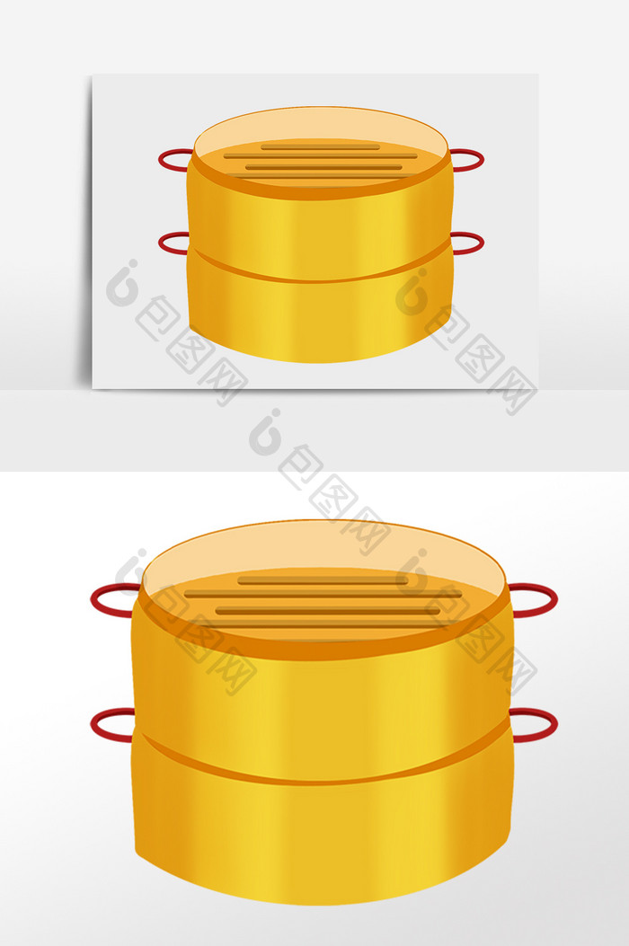 手绘厨房厨具用品蒸笼插画