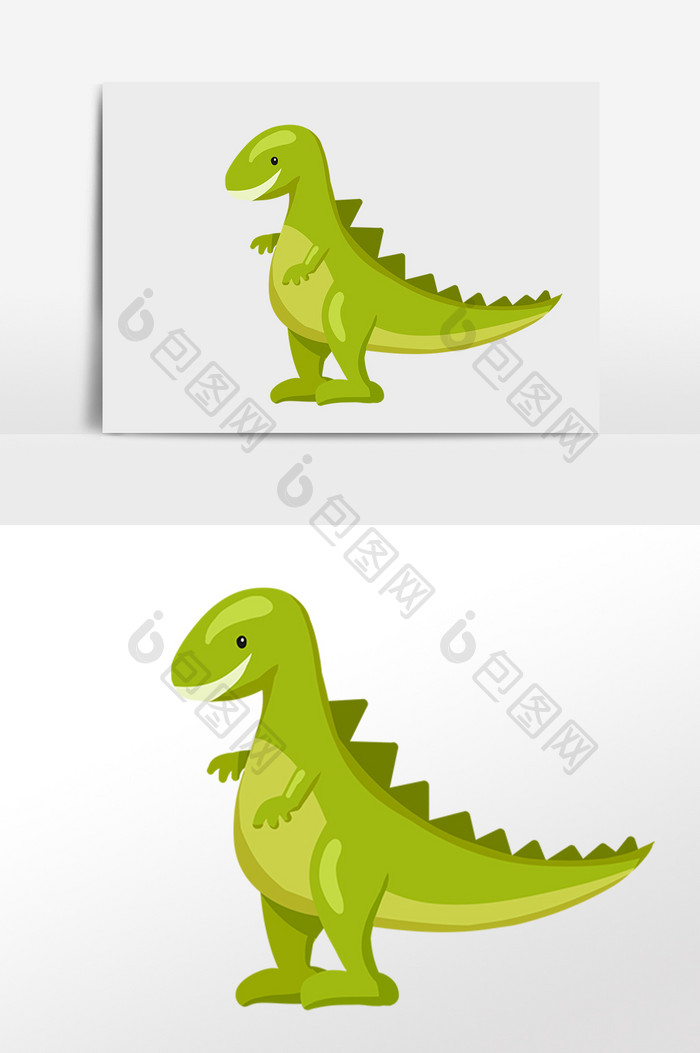 手绘儿童节快乐玩具绿色恐龙插画