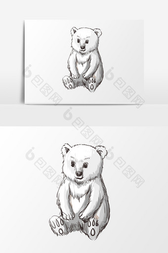 创意卡通小清新北极熊免抠图元素图片