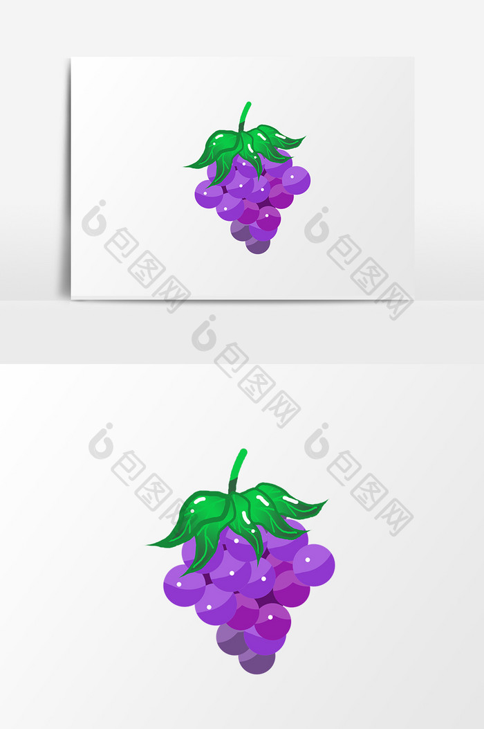 紫色卡通手绘植物农作简约夏至葡萄元素免抠