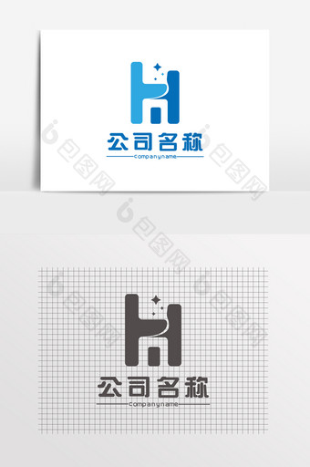 科技字母H蓝色LOGO建筑标志图片