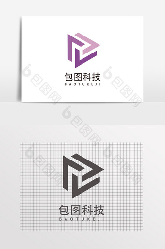 高端紫色三角商务LOGO标志图片