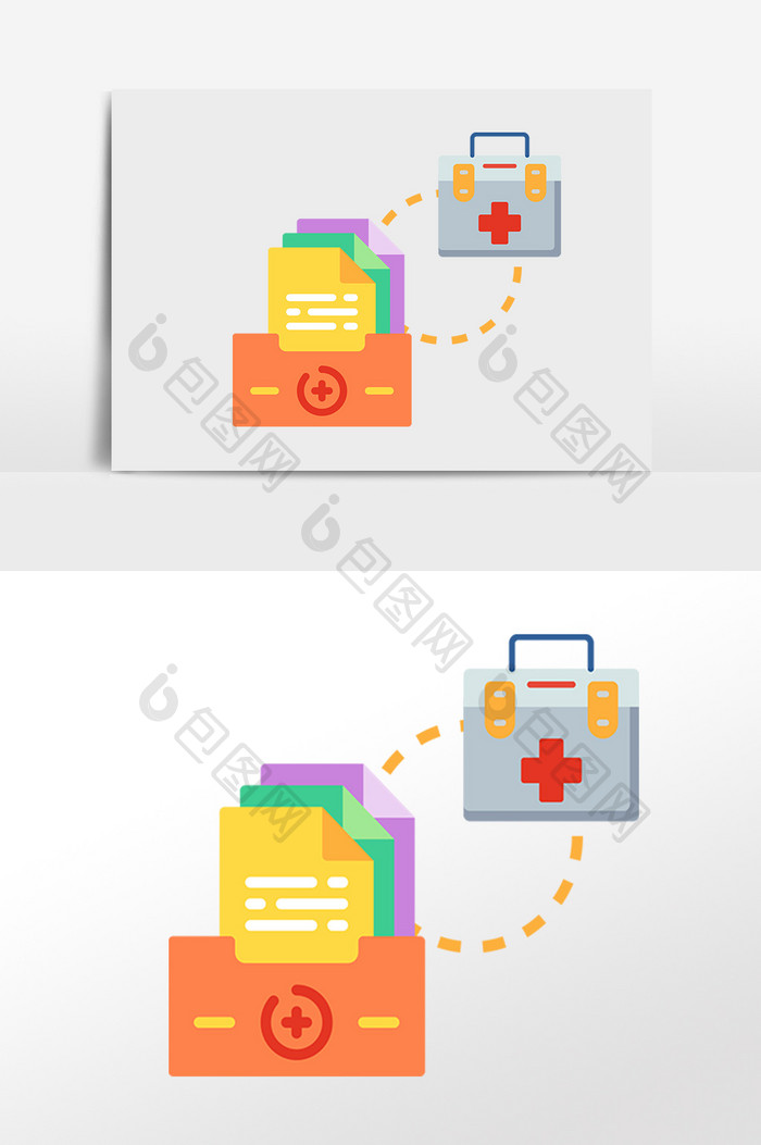 手绘医疗医学医药箱药单插画