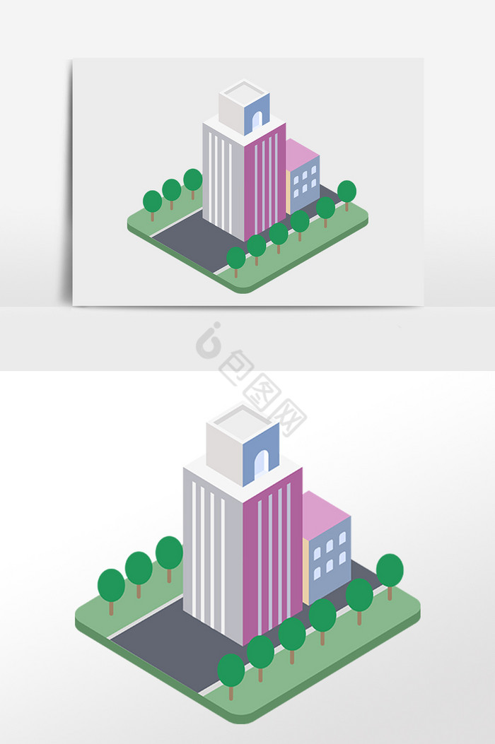 25D建筑大厦建筑插画图片