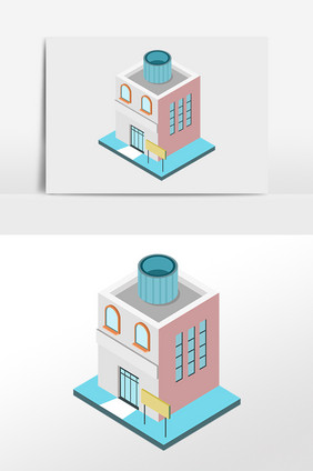 2.5D建筑立体楼建筑插画