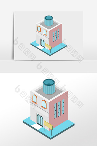 2.5D建筑立体楼建筑插画图片
