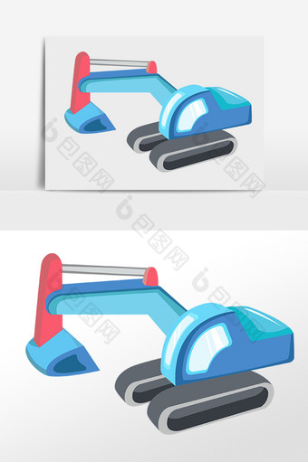 手绘儿童节玩耍玩具挖掘机插画图片