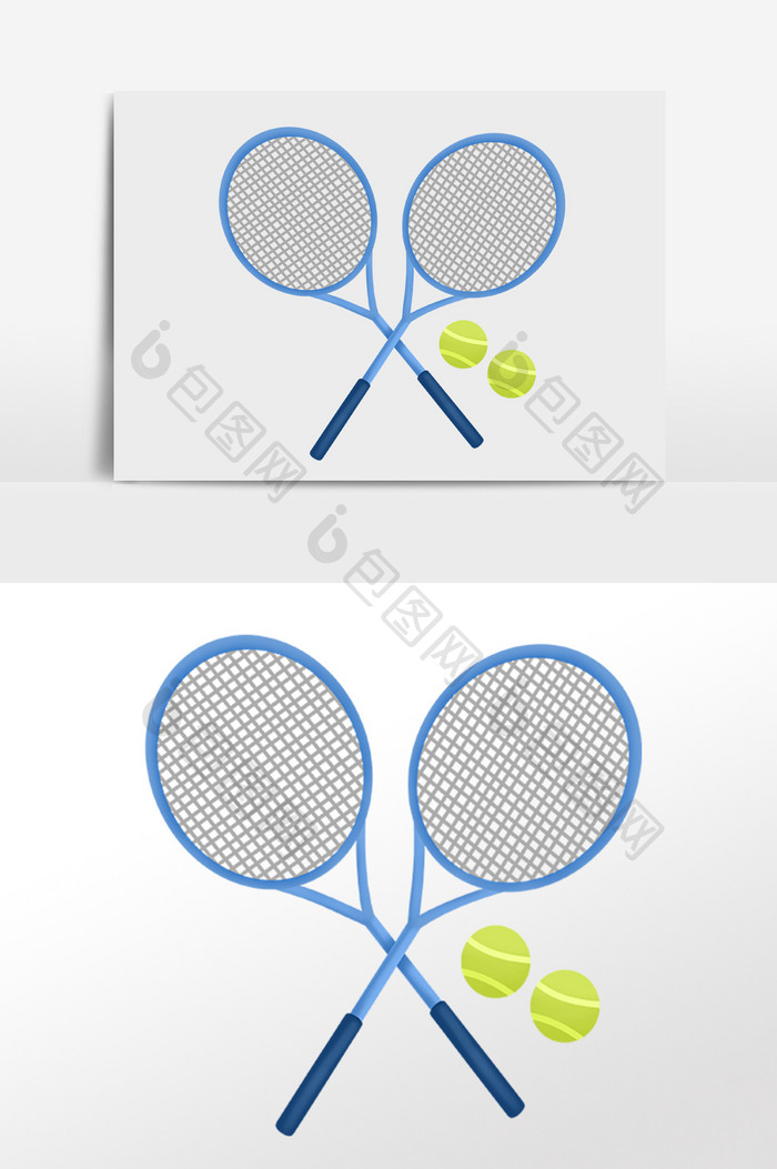 手绘体育运动器材网球拍插画
