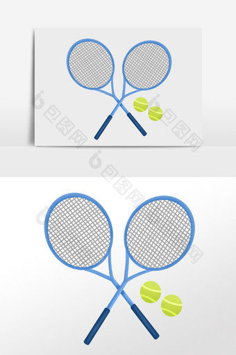手绘体育运动器材网球拍插画图片