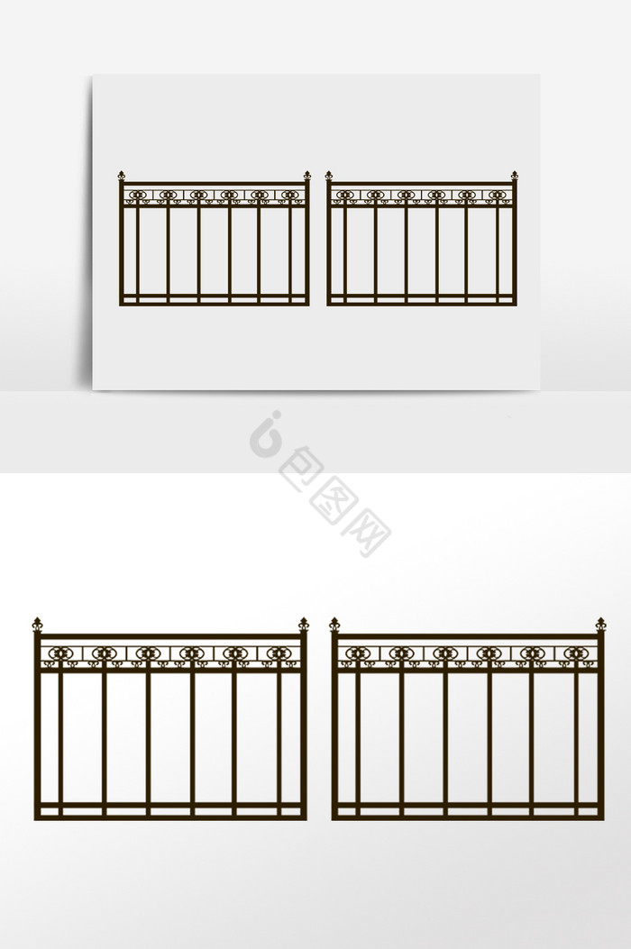 花园铁栅栏装饰围栏插画图片