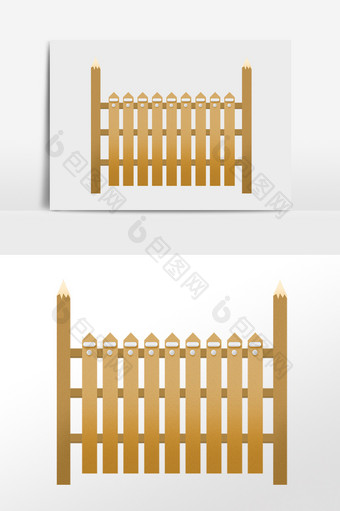 手绘栏杆护栏木栏围栏插画图片