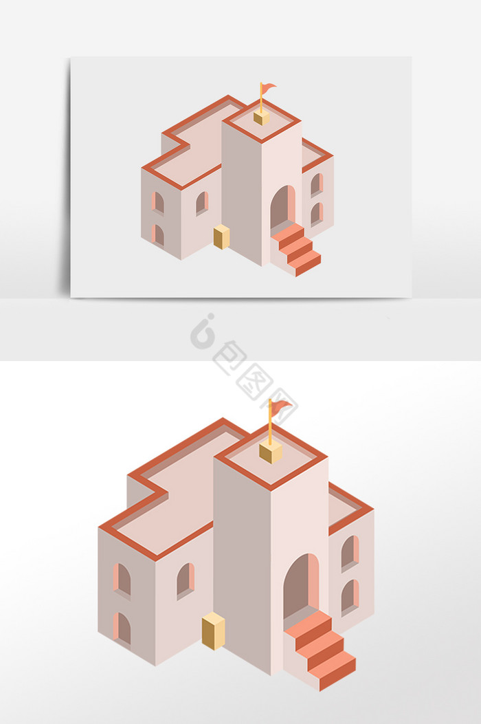 25D建筑城堡建筑插画图片